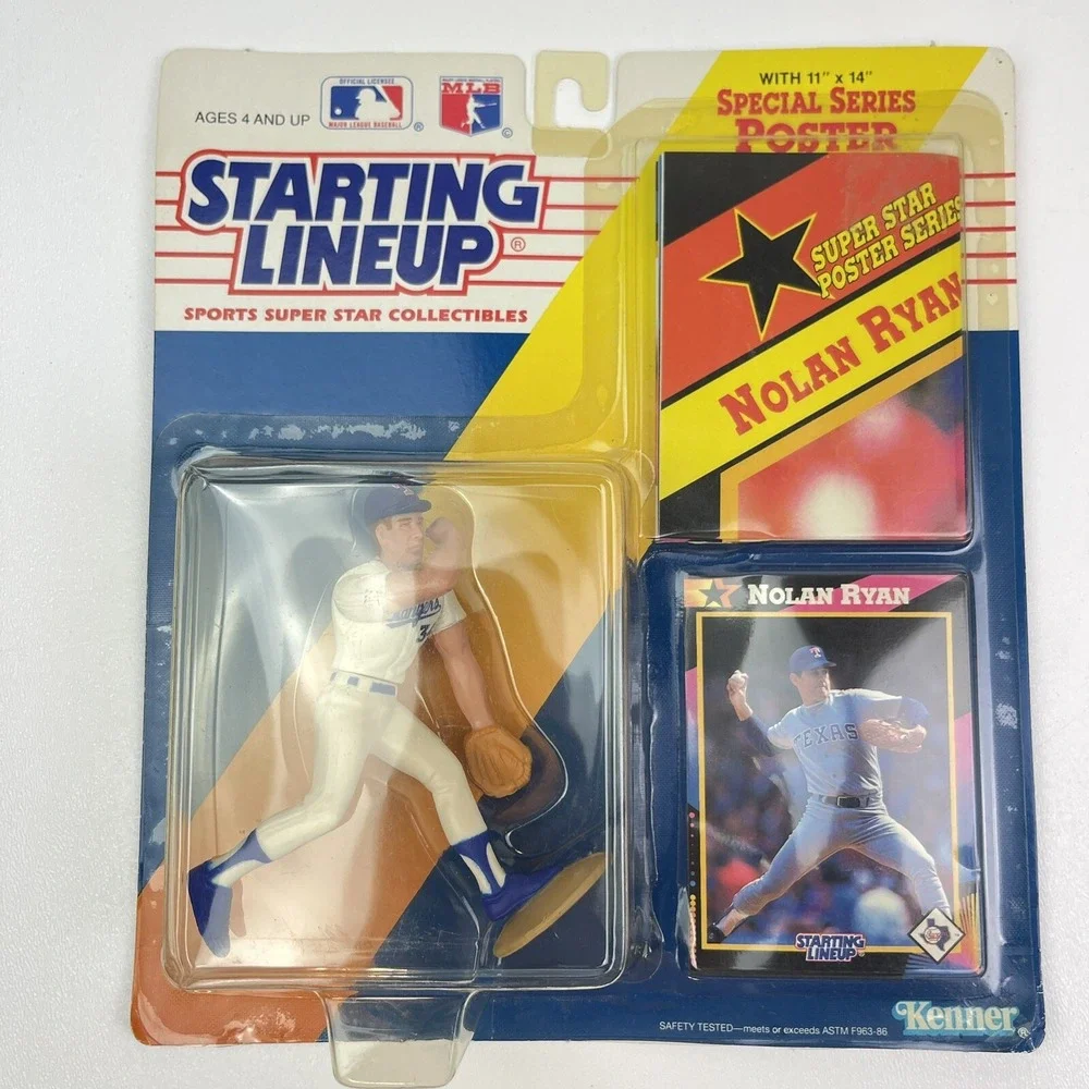 Nolan Ryan Texas Rangers Starting Lineup Action Figure 1992 Sealed Poster Card